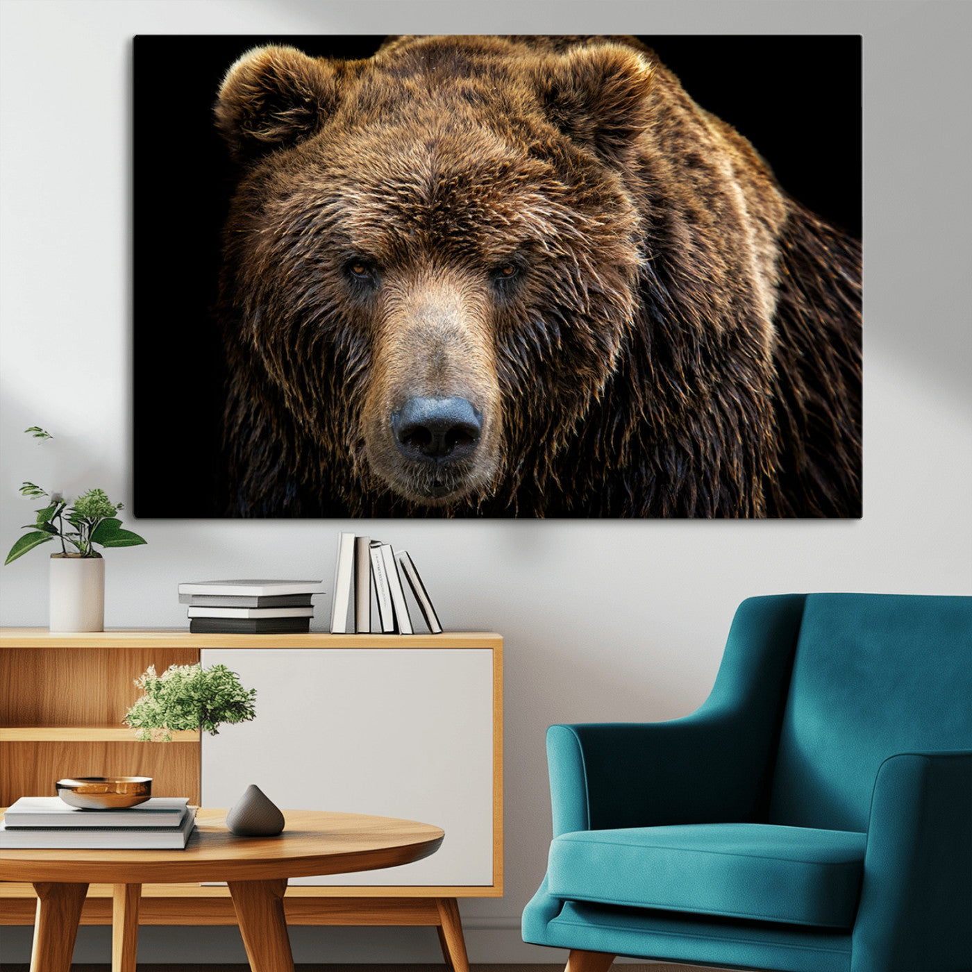 MGV-CV-36X24 - Grizzly Brown Bear Canvas Wall Art, Wildlife Animal Canvas Artwork Bear Print, Bear Wall Art Print,