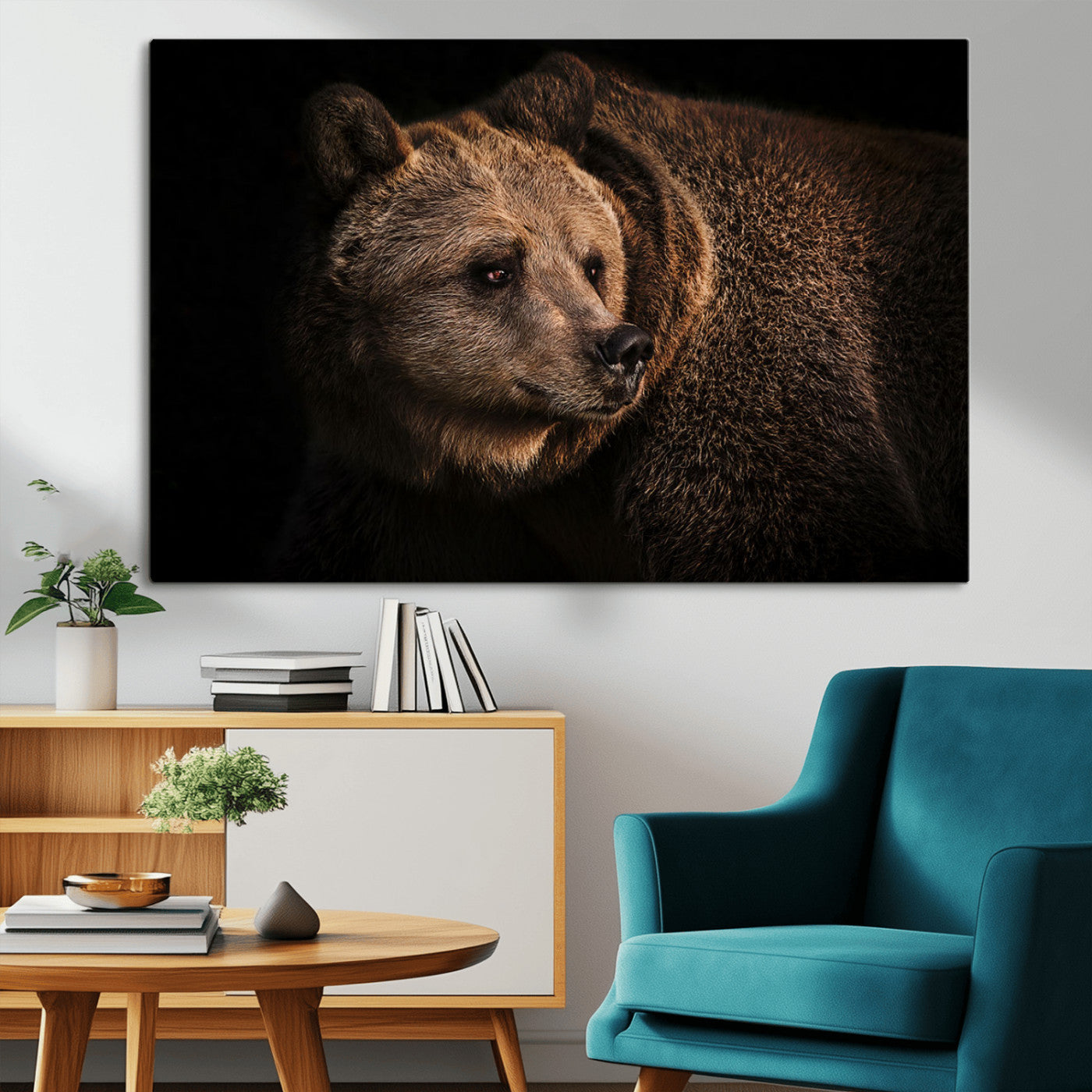 MGV-CV-36X24 - Wild Grizzly 399 Bear Canvas Wall Art Print, Bear Animal Canvas Artwork Print, Black Bear Wall Art