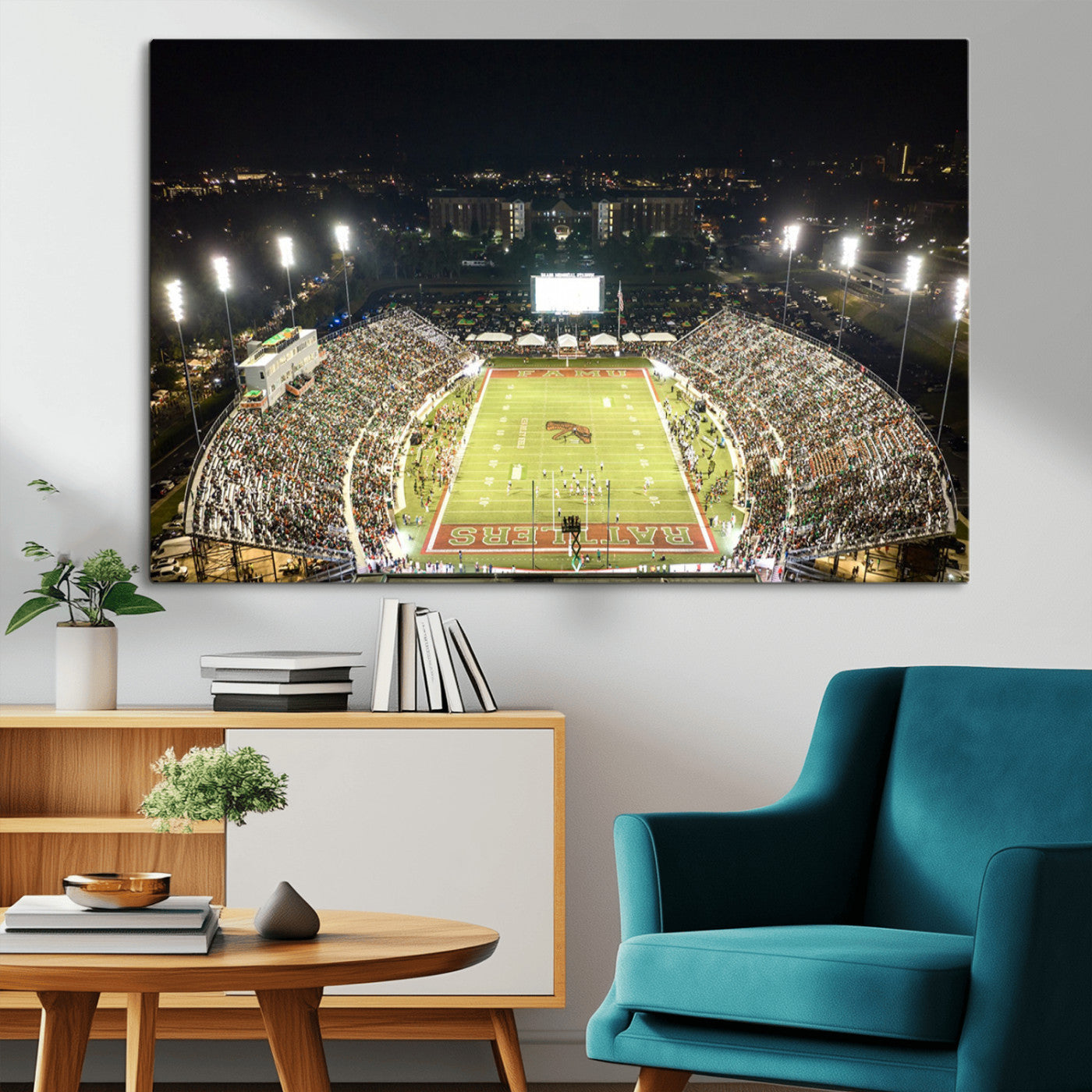 MGV-CV-36X24 - Florida A&M Rattlers Football Team Print - Tallahassee Bragg Memorial Stadium Wall Art Canvas Print