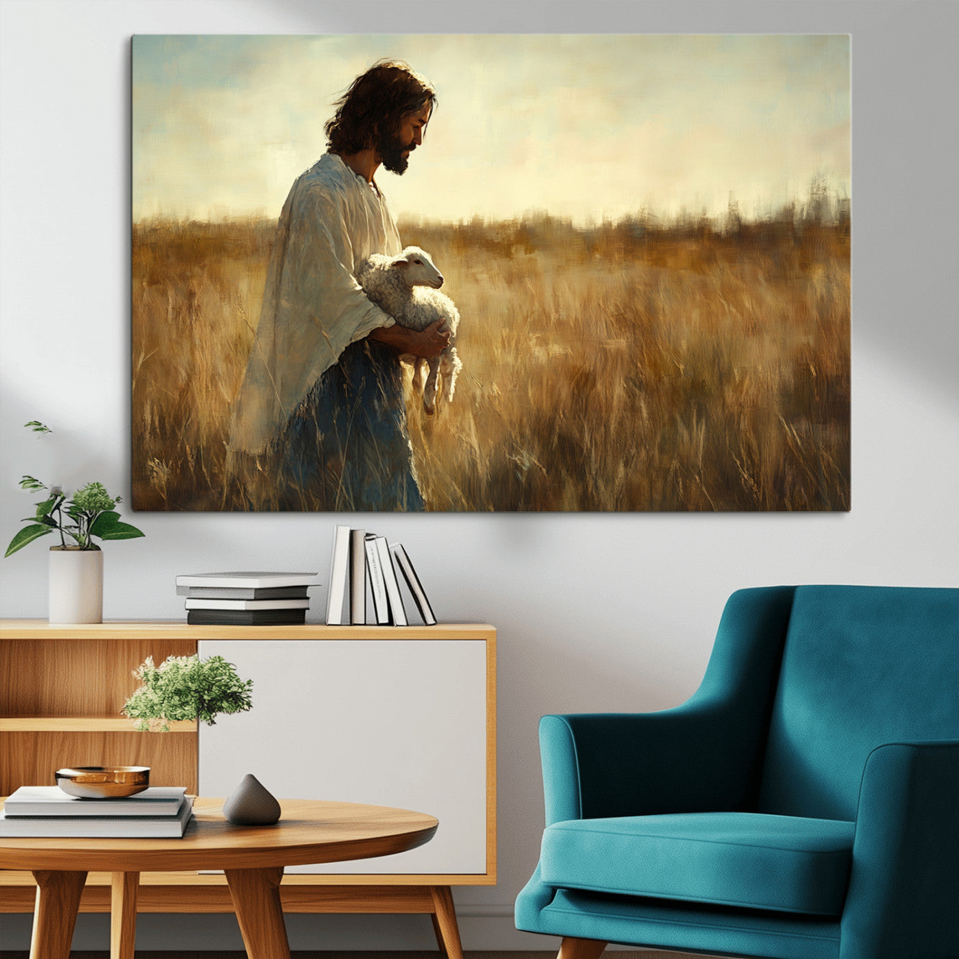 MGV-CV-36X24 - Jesus the Good Shepherd Wall Art Canvas Print - Inspirational Christian Religious Print for Prayer