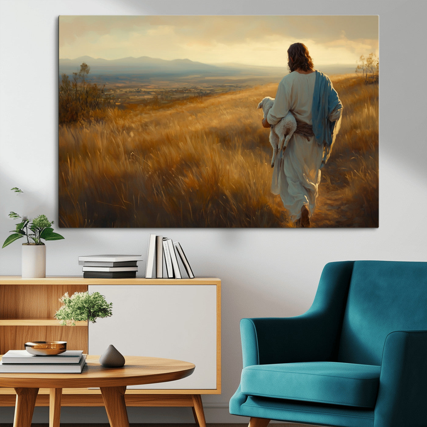 MGV-CV-36X24 - Jesus the Good Shepherd Wall Art Canvas Print - Inspirational Christian Religious Print for Prayer