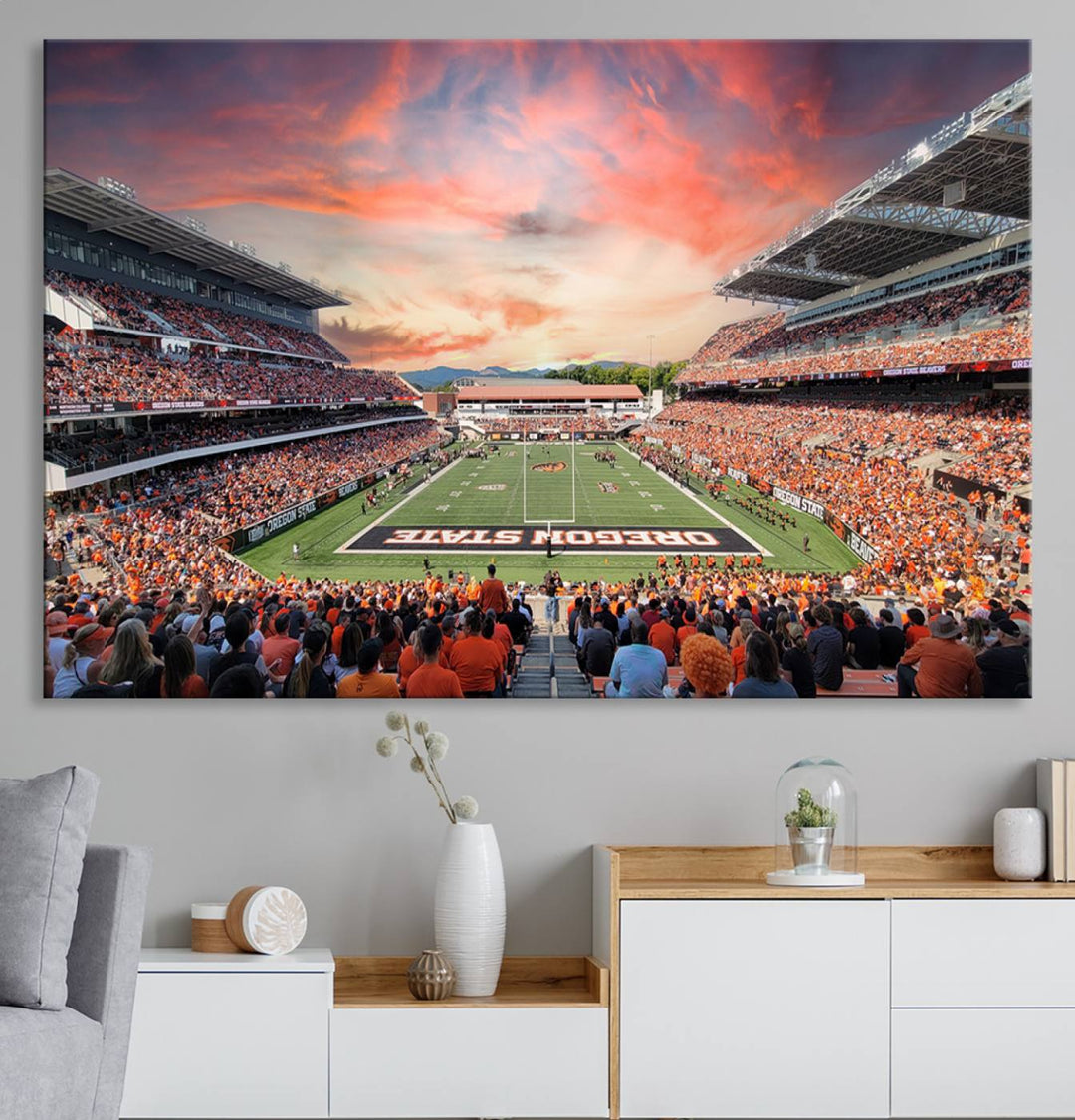 Oregon State Beavers Football Team Print - Corvallis Reser Stadium Wall Art Canvas Print