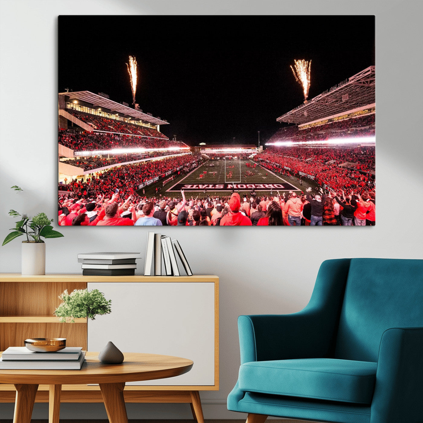 MGV-CV-36X24 - Oregon State Beavers Football Team Print - Corvallis Reser Stadium Wall Art Canvas Print
