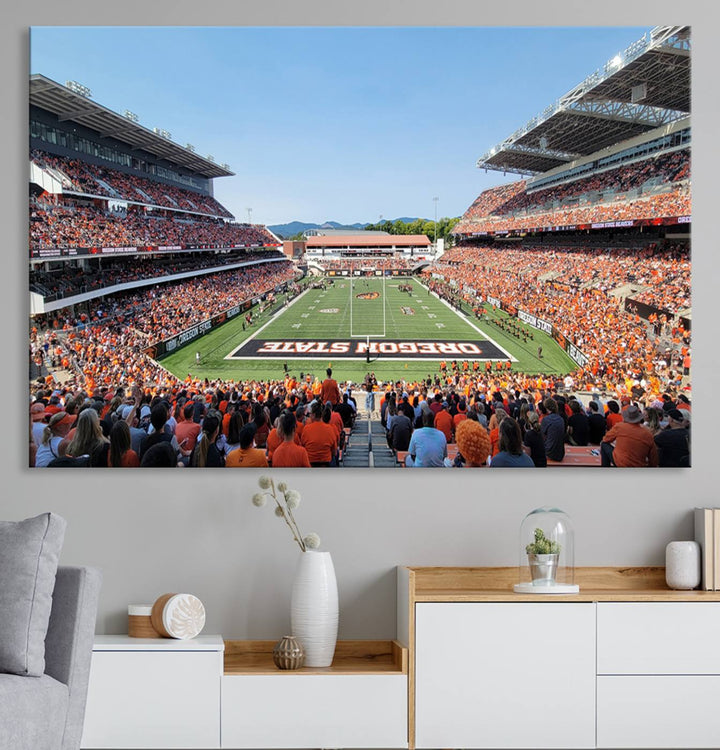 Oregon State Beavers Football Team Print - Corvallis Reser Stadium Wall Art Canvas Print