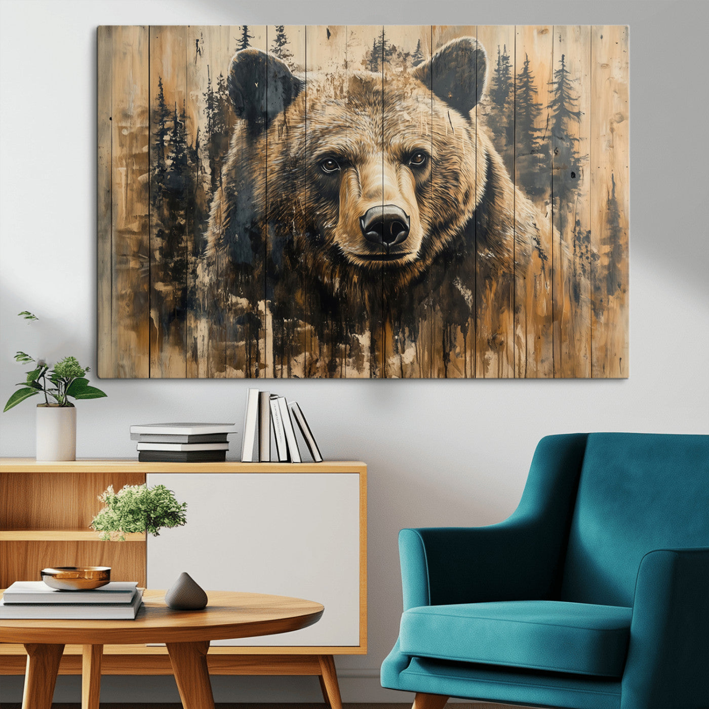 MGV-CV-36X24 - Majestic Grizzly 399 Bear Wall Art | 3-Panel Rustic Canvas Print for Living Room, Office, or Cabin