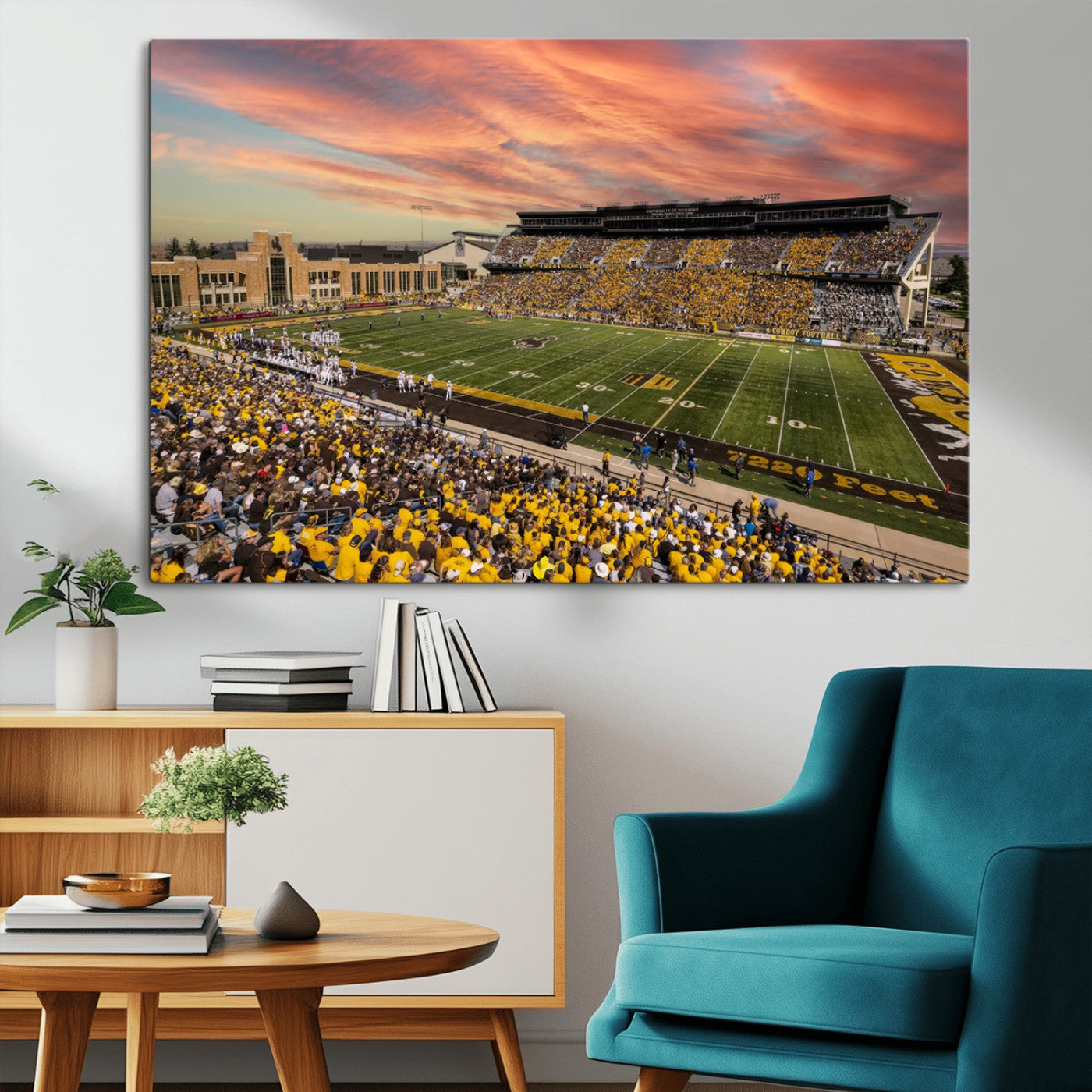 MGV-CV-36X24 - University of Wyoming Cowboys Football Team Print - Laramie Jonah Field War Memorial Stadium Wall