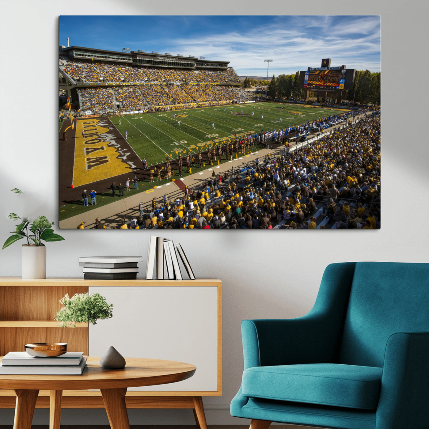 MGV-CV-36X24 - University of Wyoming Cowboys Football Team Print - Laramie Jonah Field War Memorial Stadium Wall