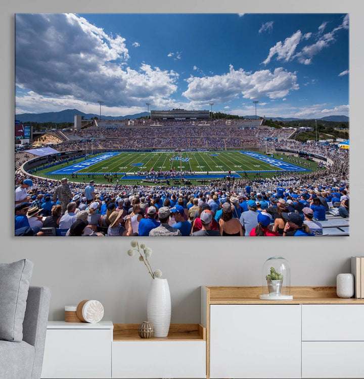 Air Force Falcons Football Team Print - Colorado Springs Falcon Stadium Wall Art Canvas Print