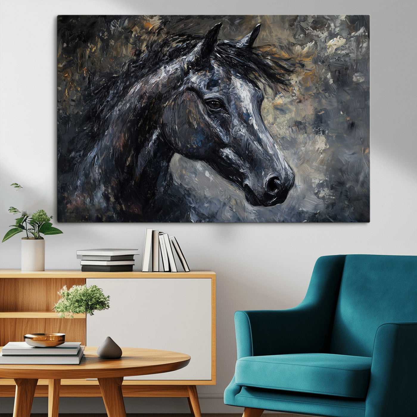 MGV-CV-36X24 - Large Abstract Horse Wall Art Canvas Print | Farmhouse Wall Decor | Rustic Horse Art | Western Cabin
