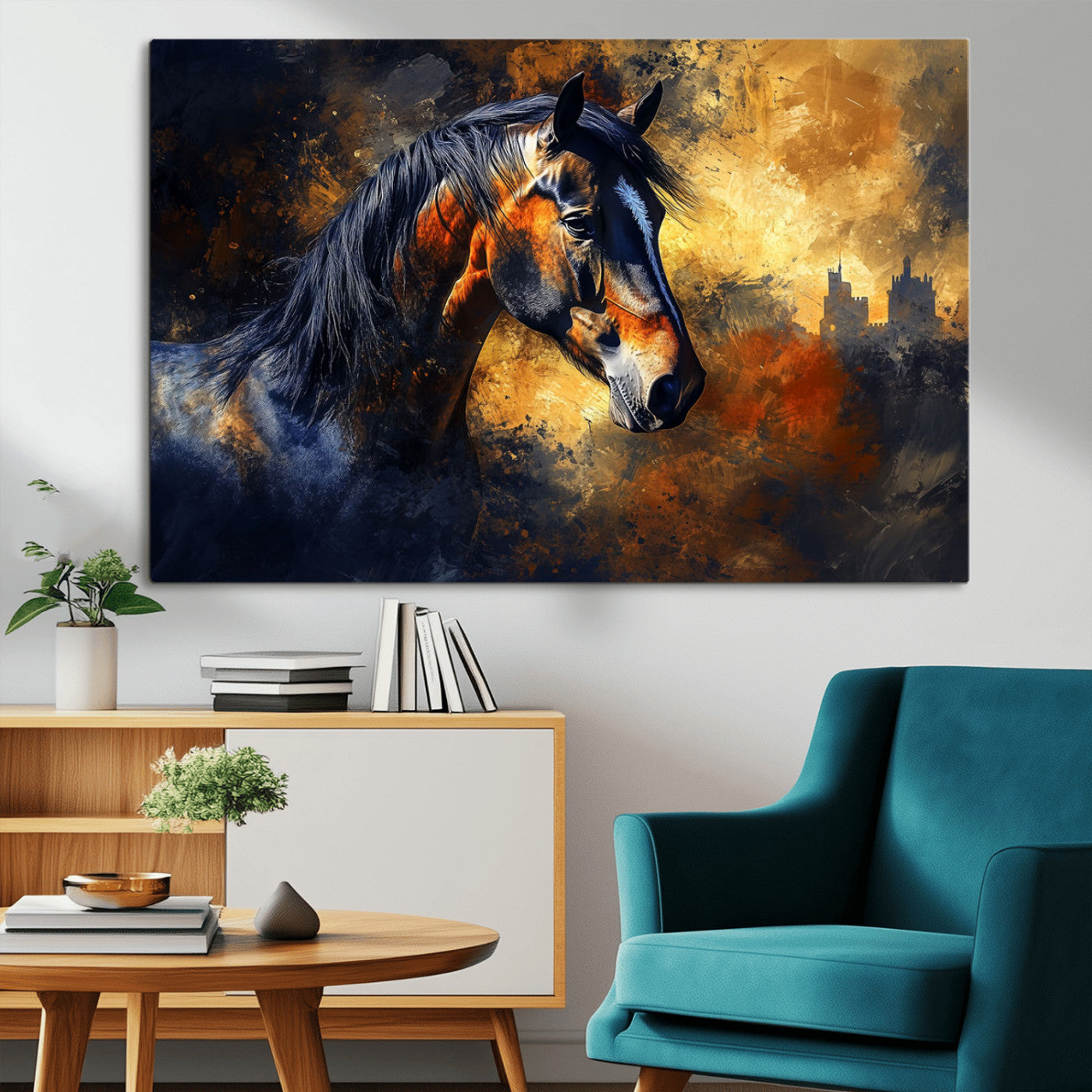 MGV-CV-36X24 - Abstract Horse Art Print - Abstract Canvas Wall Art | Perfect for Rustic Farmhouse, Modern, or