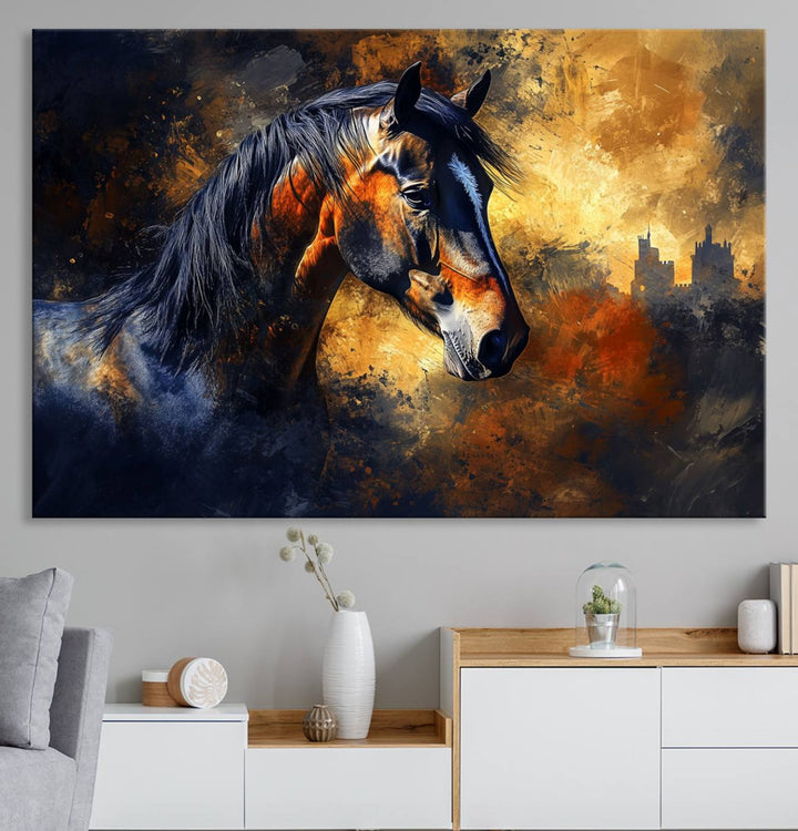 Abstract Horse Art Print - Abstract Canvas Wall Art | Perfect for Rustic Farmhouse, Modern, or Equestrian Wall Decor | Horse Lovers Home Decor