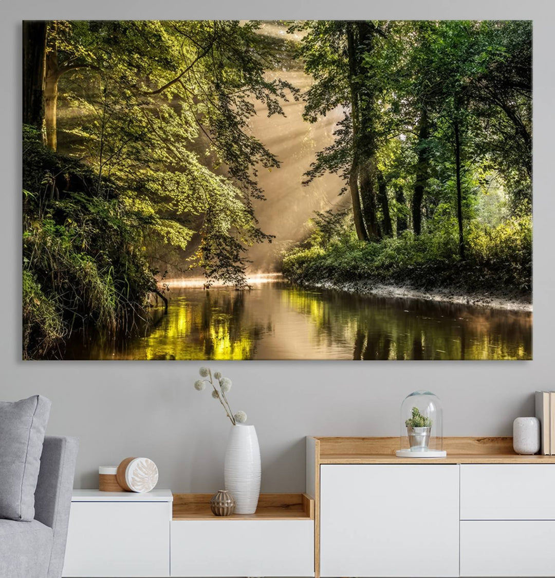 Forest River Landscape Wall Art | Ready to Hang Canvas Print | Perfect for Farmhouse Wall Decor, Cabin Wall Art, Nature-Inspired Home Décor