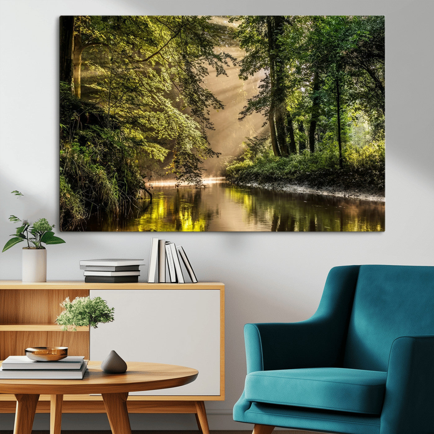 MGV-CV-36X24 - Forest Wall Art Print | River Landscape Wall Art | Perfect for Farmhouse Wall Decor, Cabin Wall Art