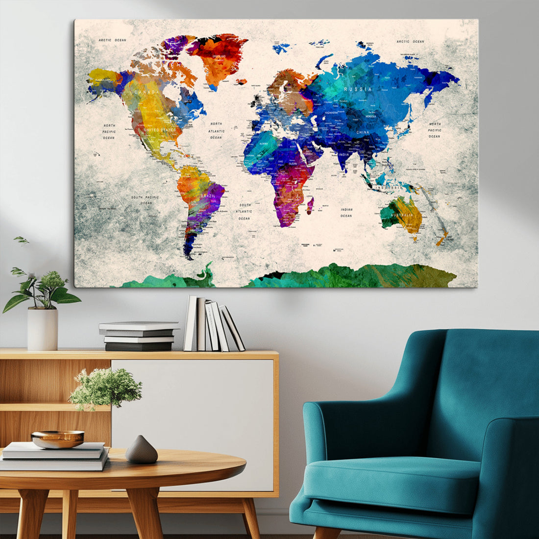 World Map Canvas Print | Framed Travel Map Wall Art for Home and Office
