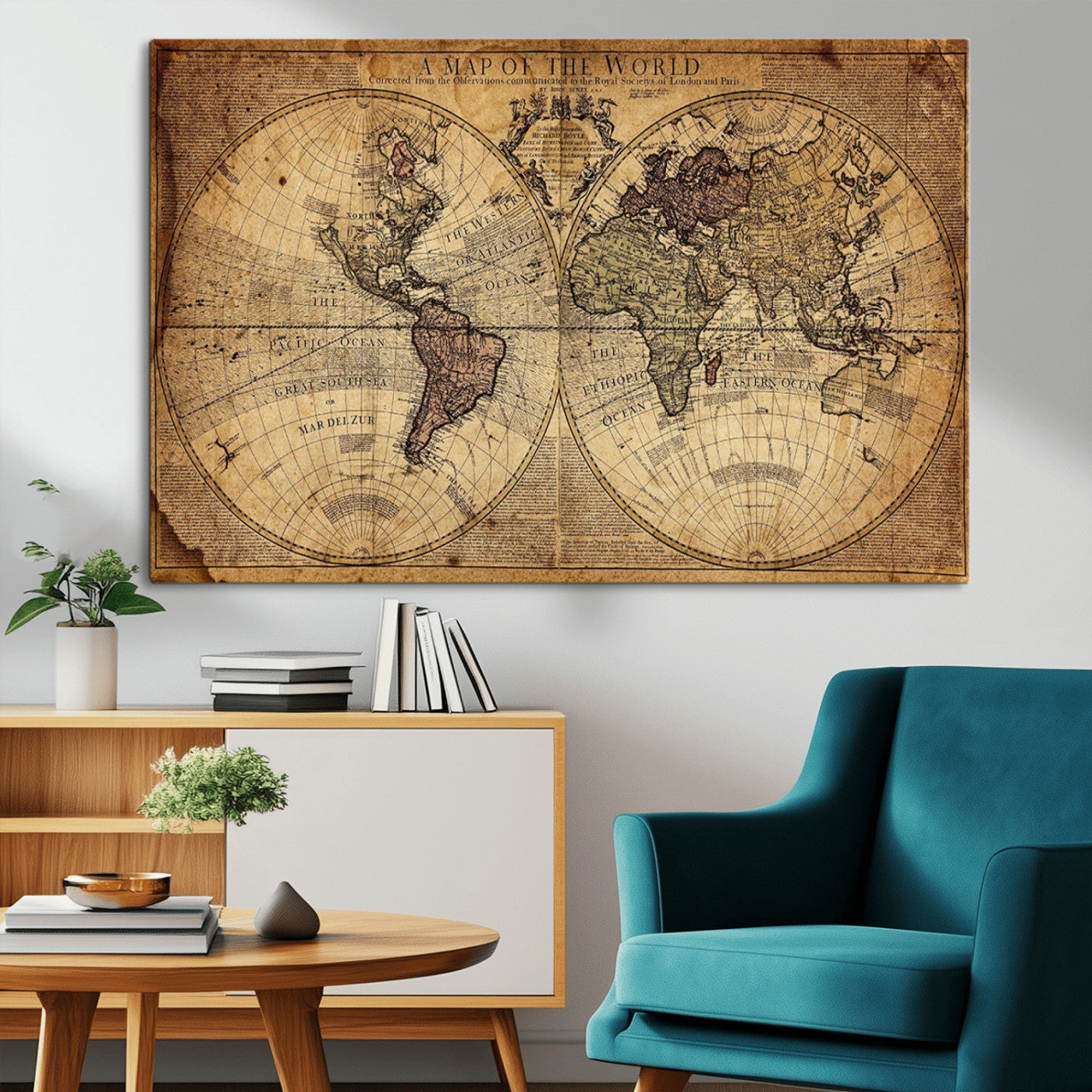 MGV-CV-36X24 - Push Pin World Map Canvas Print – Framed Wall Art for Couples to Track Their Travels – Anniversary