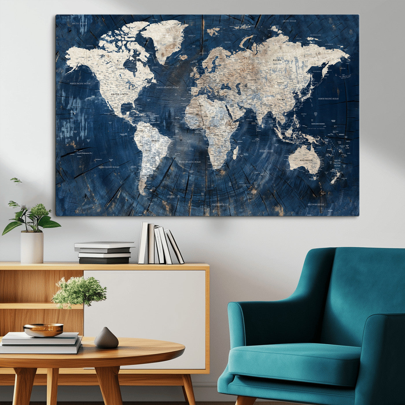 MGV-CV-36X24 - Push Pin World Map Canvas Print – Framed Wall Art for Couples to Track Their Travels – Anniversary
