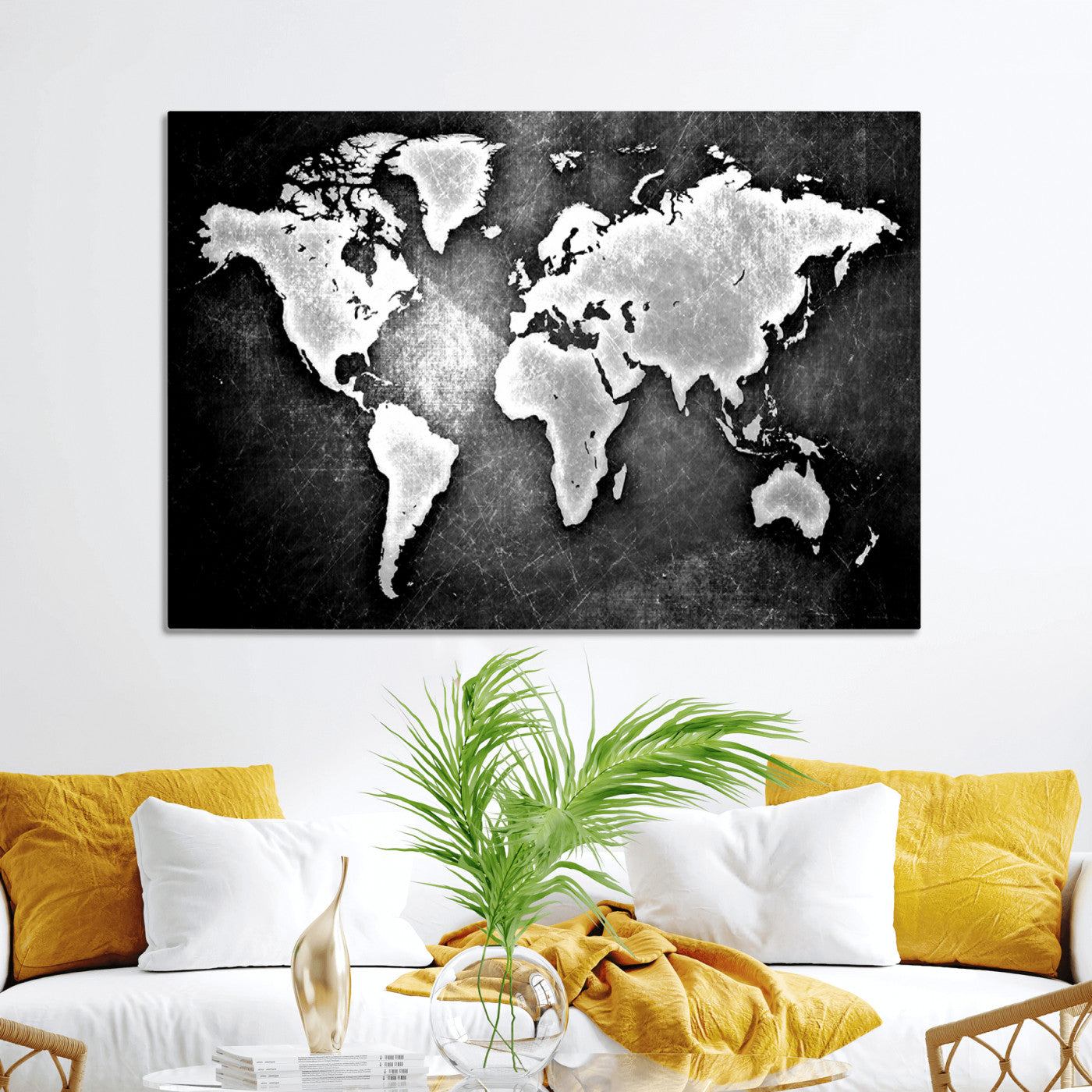 World Map Wall Art Canvas Print – Framed Wall Art for Anniversary Gift or Home Adventure Decor