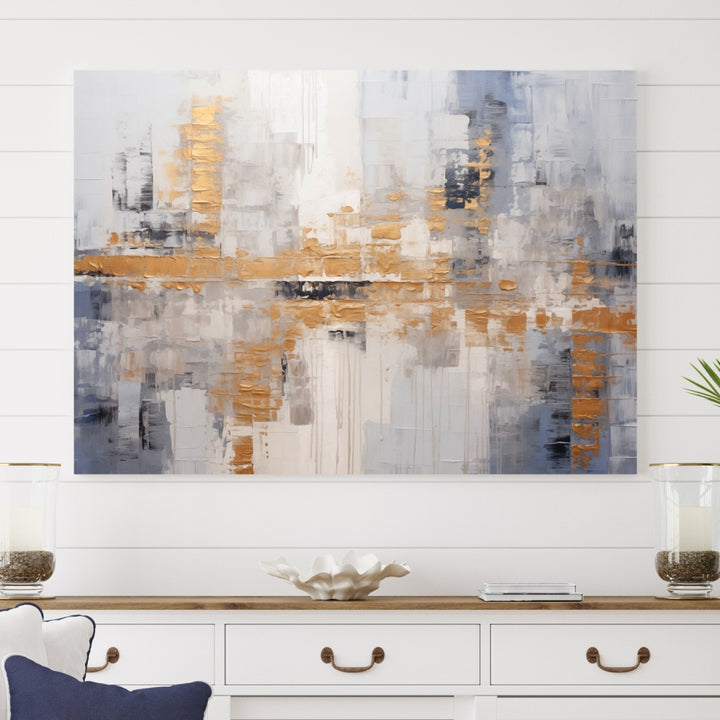 The Beige Modern Large Abstract Wall Art Canvas Print in neutral tones features a UV-protective coating for enduring elegance.