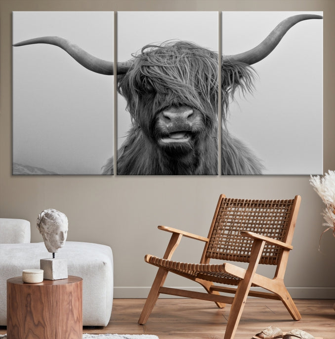 Texas Cow Wall Art Canvas Print