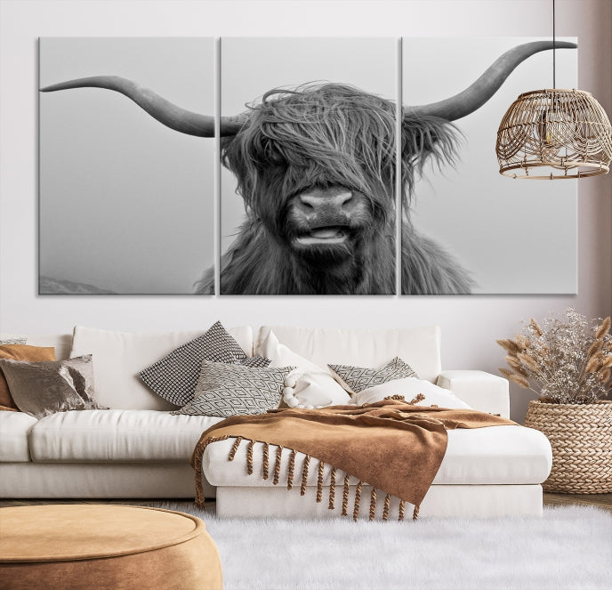 Texas Cow Wall Art Canvas Print