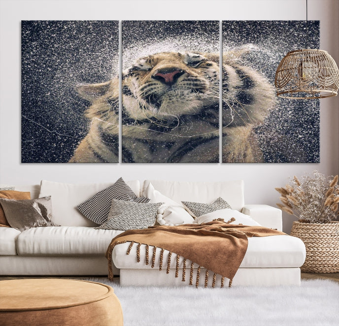 Tigre et pluie Impression sur toile