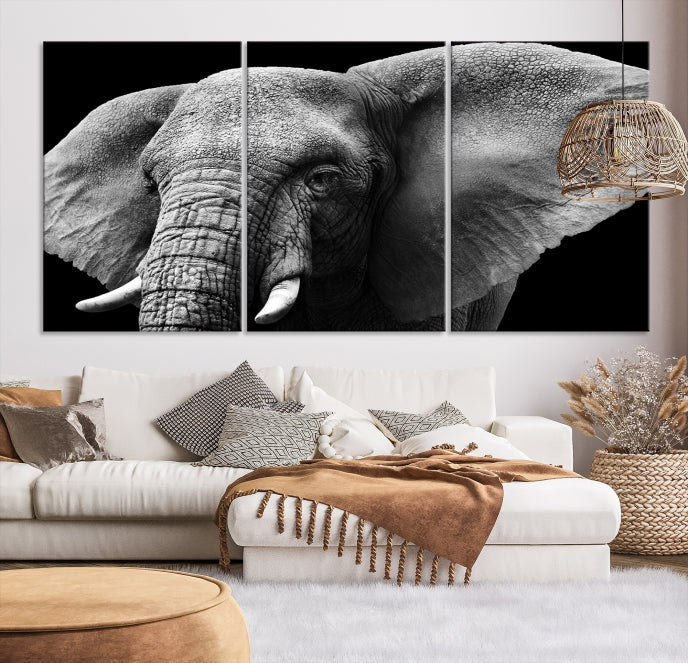 Big Elephant Close Up Wall Art Canvas Print