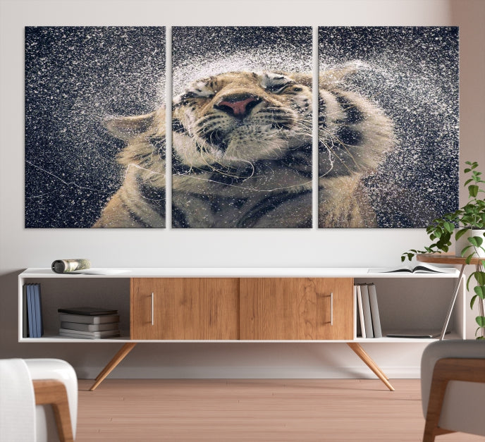 Tiger and Rain Canvas Print