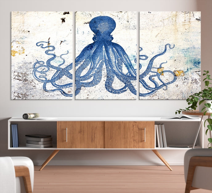 Impresión de lienzo de arte de pared grande de pulpo abstracto grande