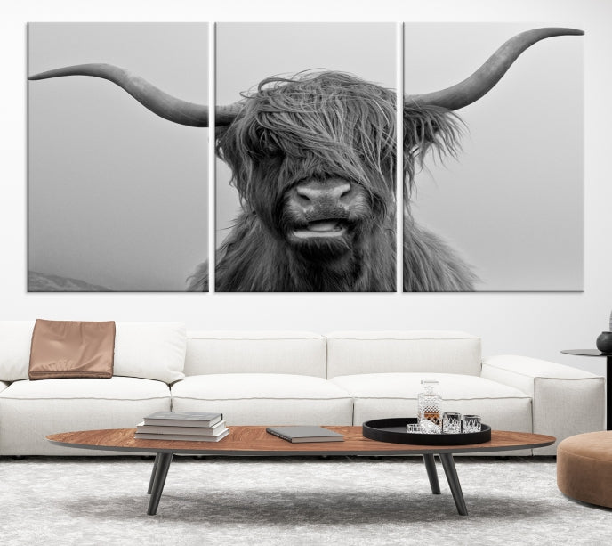 Lienzo decorativo para pared grande con vaca de Texas