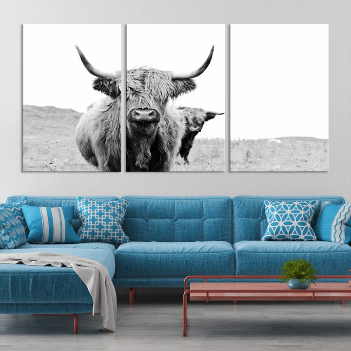 Magnifique art mural sur toile de vache des Highlands