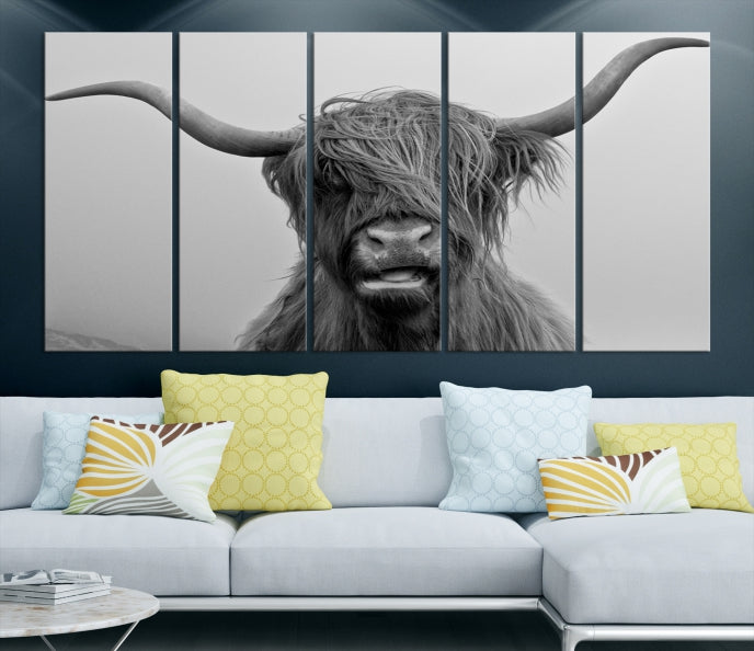 Lienzo decorativo para pared grande con vaca de Texas