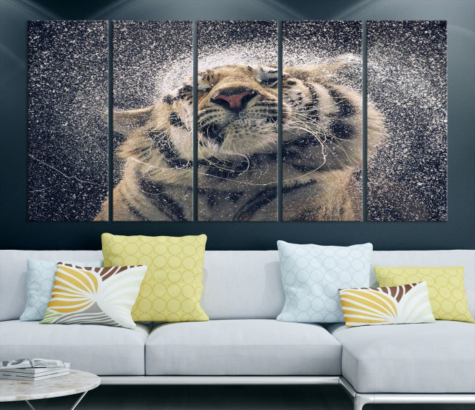 Tiger and Rain Canvas Print