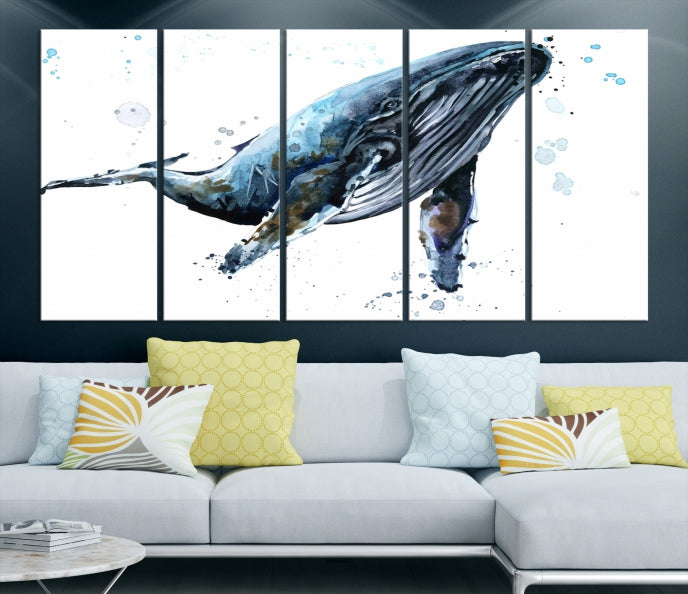 Art mural de baleine aquarelle Impression sur toile