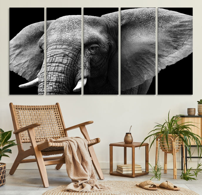 Big Elephant Close Up Wall Art Canvas Print