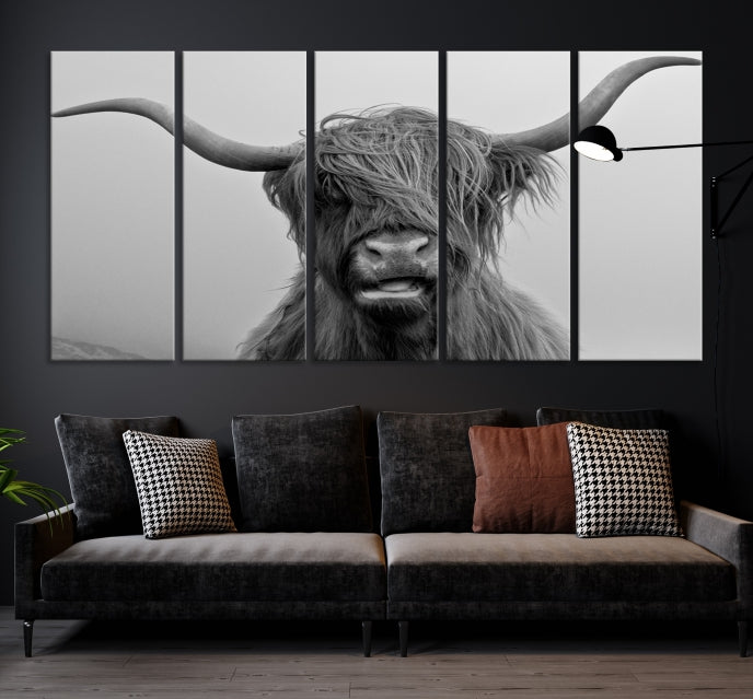 Lienzo decorativo para pared grande con vaca de Texas