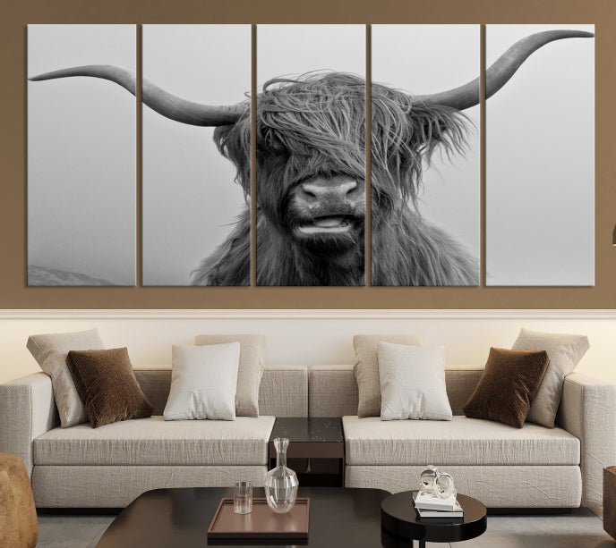 Lienzo decorativo para pared grande con vaca de Texas