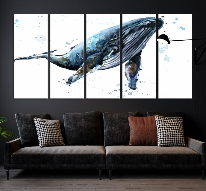 Art mural de baleine aquarelle Impression sur toile