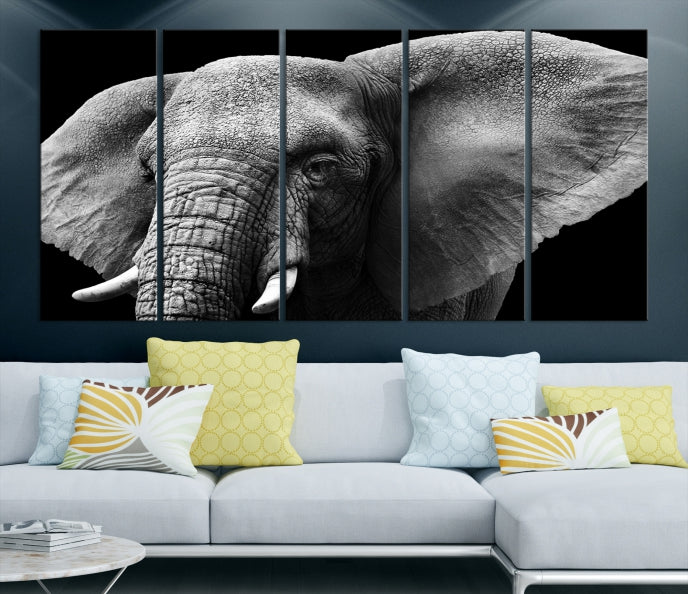 Big Elephant Close Up Wall Art Canvas Print