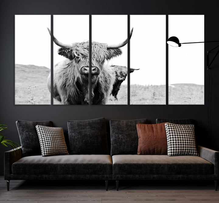 Magnifique art mural sur toile de vache des Highlands