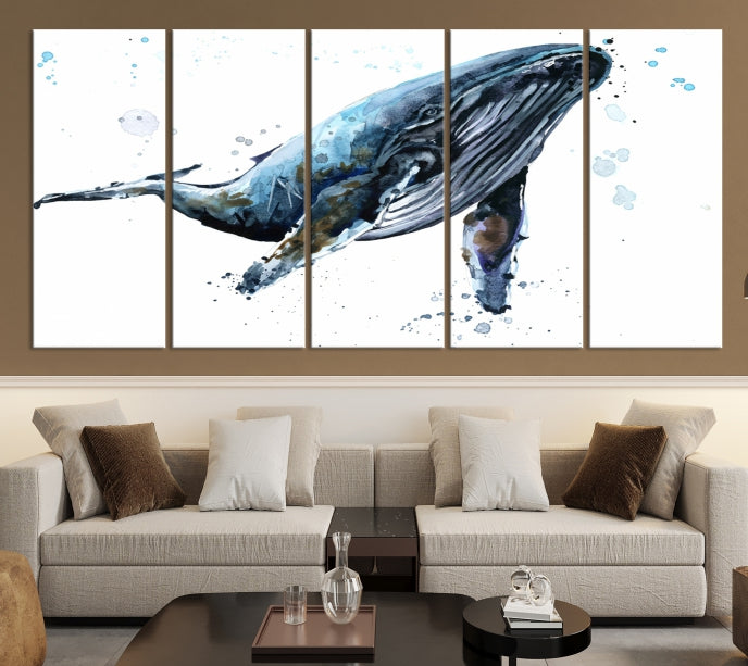 Art mural de baleine aquarelle Impression sur toile