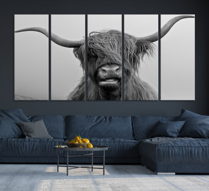 Texas Cow Wall Art Canvas Print