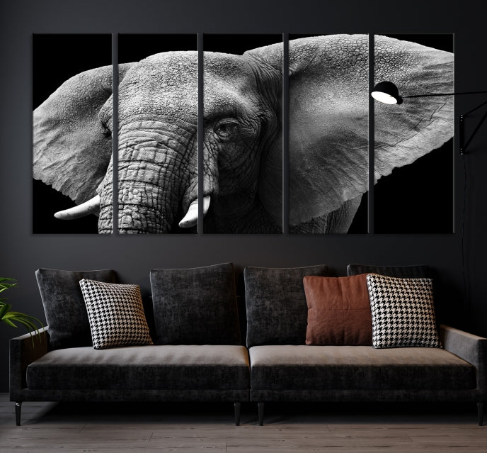 Gran elefante de cerca, arte de pared grande, impresión en lienzo