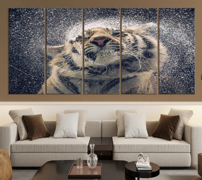 Tiger and Rain Canvas Print