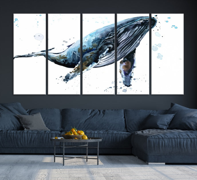 Art mural de baleine aquarelle Impression sur toile