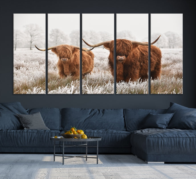 Lienzo decorativo para pared grande con vacas de Terranova