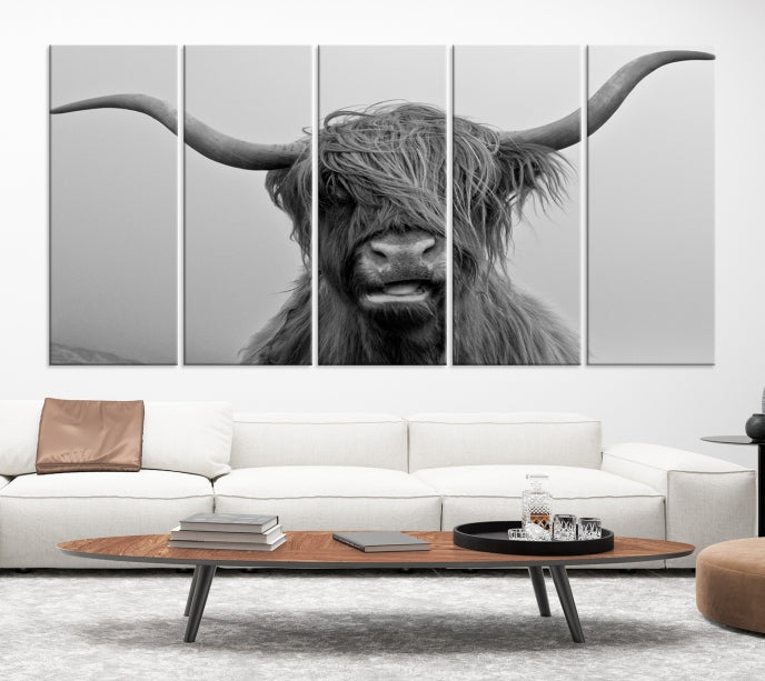 Lienzo decorativo para pared grande con vaca de Texas