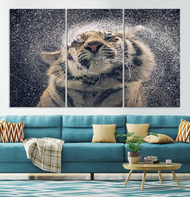 Tigre et pluie Impression sur toile