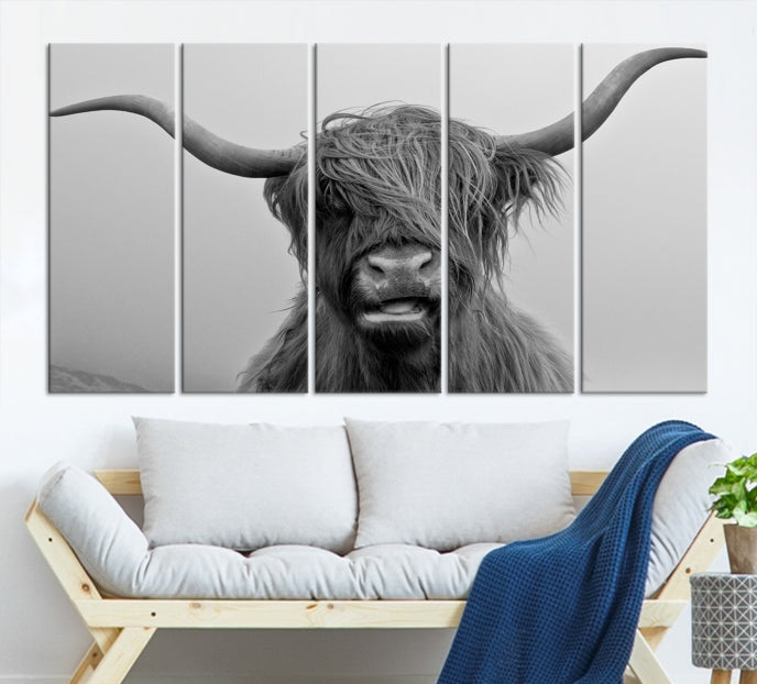 Lienzo decorativo para pared grande con vaca de Texas