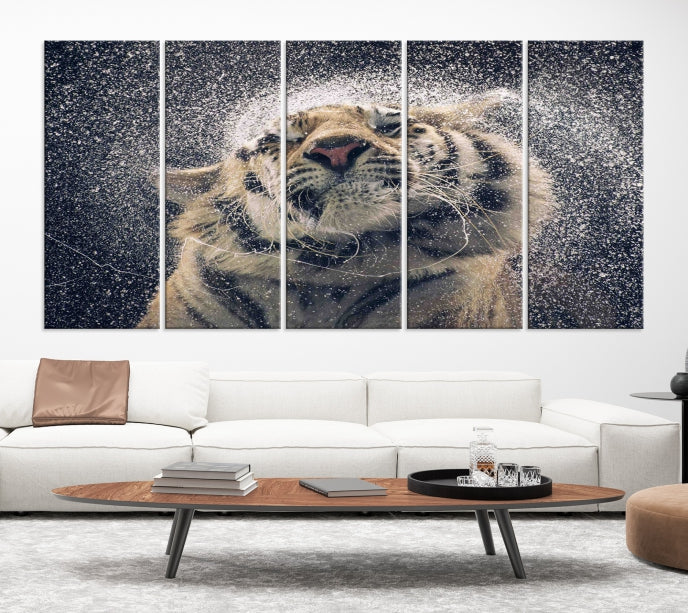 Tiger and Rain Canvas Print