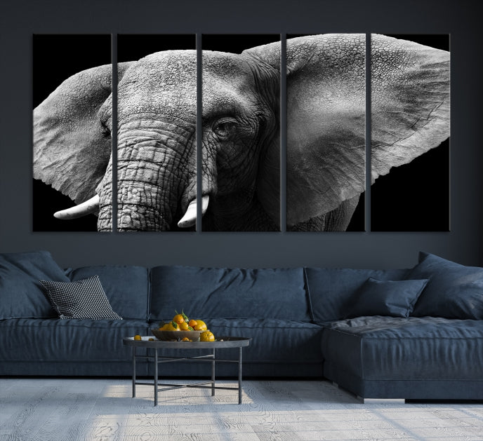 Gran elefante de cerca, arte de pared grande, impresión en lienzo